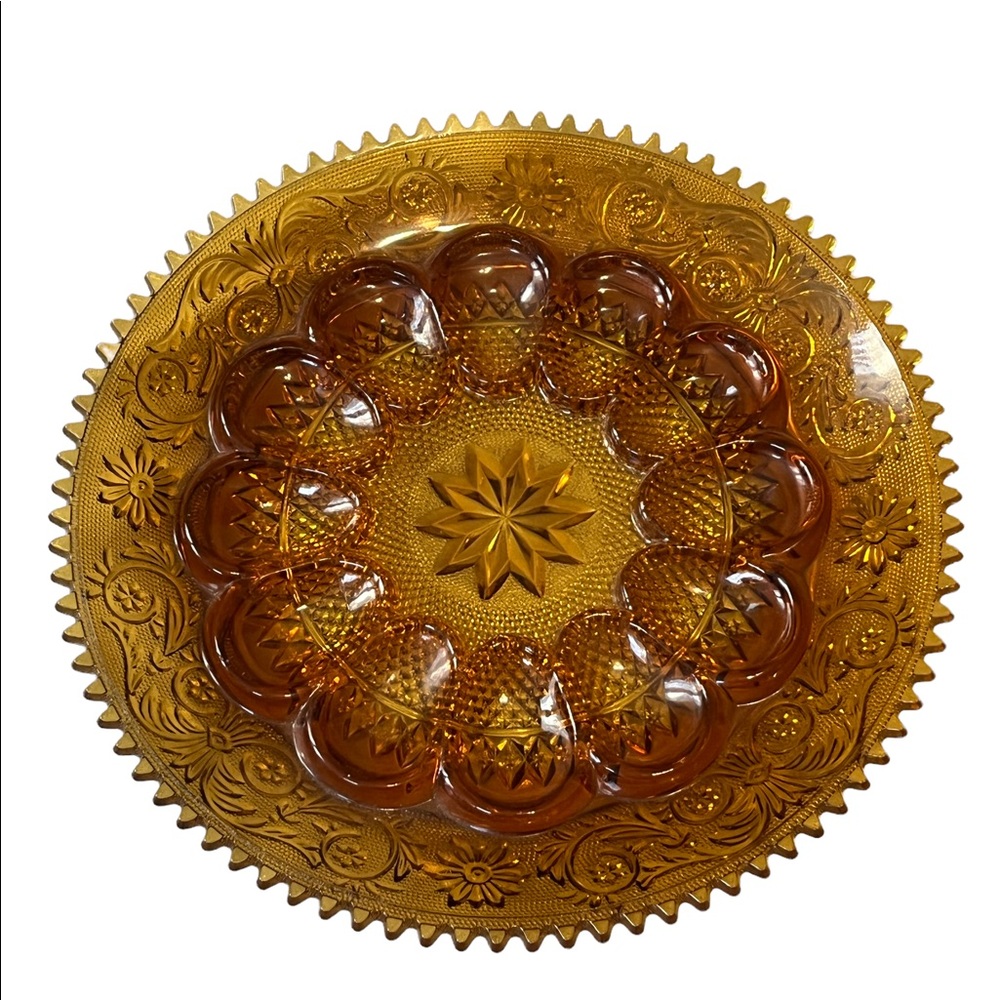 Vintage amber Tiara glass egg plate